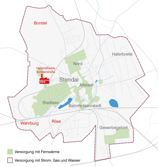 Versorgungsgebiet Fernwärme, Strom, Gas, Wasser in Stendal und den Ortsteilen Borstel, Wahrburg und Röxe_Stand vom 24.07.2023