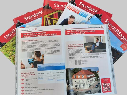 Beispiele des StendalMagazins und den darin enthaltenen Beiträgen der Stadtwerke Stendal