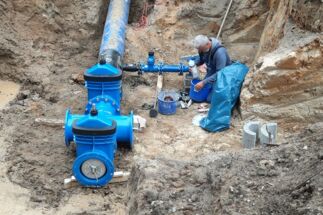 Baustellenfoto Verlegung neuer Wasserleitungen