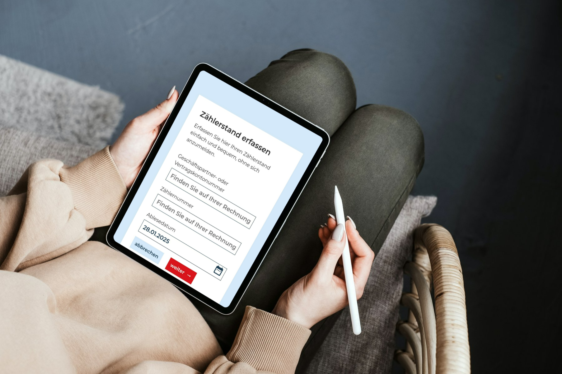 anonyme Zählerstandserfassung am PC oder mobilen Endgerät ohne Login im Kundenportal